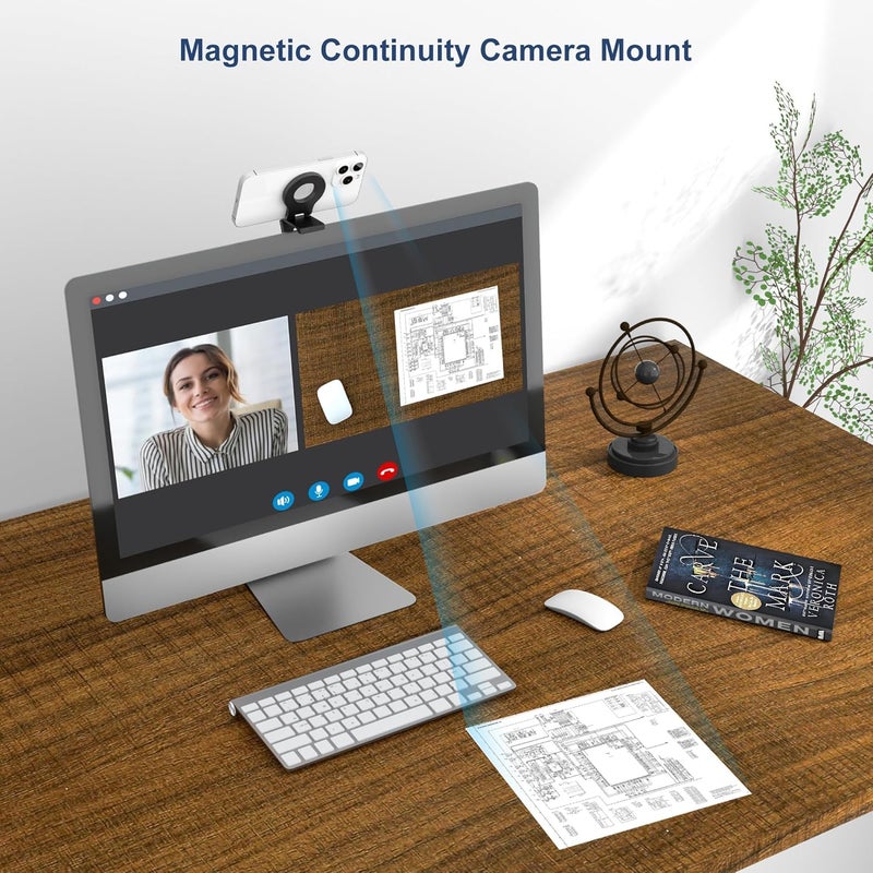 Itramax Continuity Camera Mount for Desktop Monitor&iMac,iPhone Webcam Stand,Magnetic Phone Monitor Mount,Continuity Holder for MagSafe,iMac,iPhone 17 16 15 14 13 12,Mac,TV,Studio Display,Black - Image 5